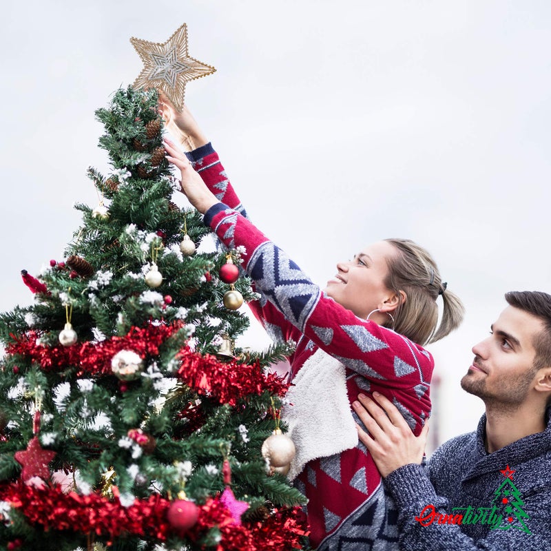 Ornativity Christmas Glitter Star Tree Topper - Rose Gold and Silver Bethlehem Star Sparkle Toppers Xmas Holiday Trees Top Decor Ornament 10" - Image 2